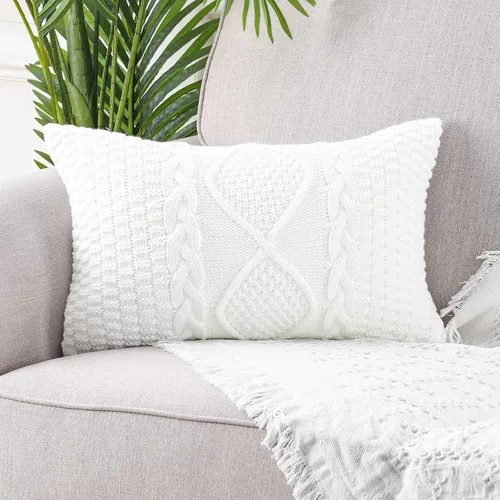 Vista 10 de MANDIOO Fundas de Almohada Decorativas de Algodón Tejido Beige, Fundas de Cojín Suaves y Acogedoras para Exteriores, Fundas de Almohada Modernas