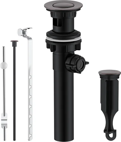 Vista 20 de KENES Conjunto de tapón de drenaje para lavabo de baño con varilla de elevación, drenaje de lavabo de níquel cepillado con desbordamiento, conjunto
