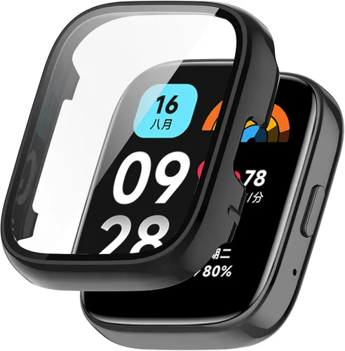 Vista 5 de Funda protectora compatible con Redmi Watch 3 Active/Redmi Watch 3 Lite, carcasa rígida de policarbonato templado de vidrio ultrafino, cubierta