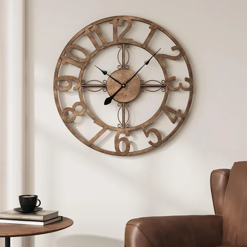Vista 19 de Cuspin Reloj de pared de 24 pulgadas con engranajes, reloj de metal