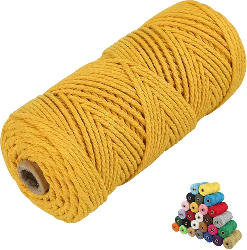 Vista 38 de Cordón de algodón para macramé, hilo torcido de 4 capas, cuerda de algodón natural, suministros perfectos de macramé, para hacer soportes colgantes