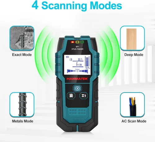 Vista 7 de HANMATEK Detector de Pernos de Pared con Sensor Inteligente Pro, Alarma de Audio y Pantalla LCD HD, Herramienta de Detector de Pernos 5 en 1