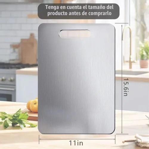 Vista 3 de Tabla de cortar de titanio, tablas de cortar de titanio puro para cocina, tablas de cortar no tóxicas, de doble cara, grado alimenticio, fáciles
