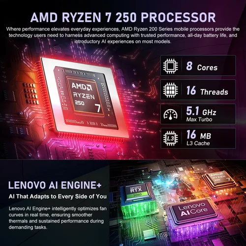 Vista 5 de Lenovo Legion 5a RTX 5060 Ryzen 7 250 16GB DDR5 1TB SSD portátil