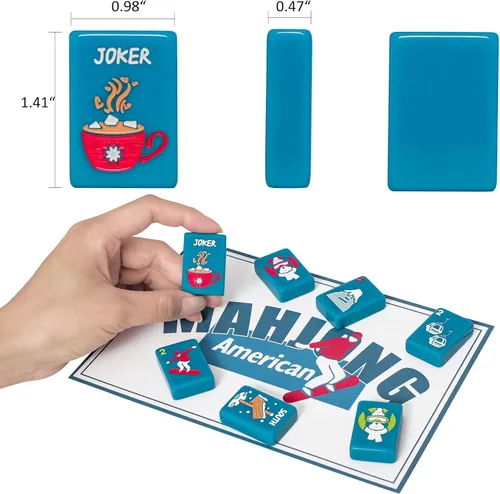 Vista 9 de Jongyance American Mahjong - Juego de fichas con bolsa de transporte y accesorios, 160 fichas de Mahjong grabadas en acrílico