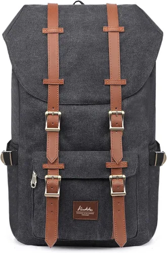 Vista 28 de KAUKKO Mochila de viaje para laptop, mochila al aire libre, mochila causal para 15.6 pulgadas (nailon negro)
