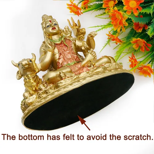 Vista 7 de Estatua de vaca hindú Dios Señor Shiva y Nandi - Escultura de ídolo de resina India Murti Shiva con Tridente Indio Casa Oficina Mandir Diwali Pooja