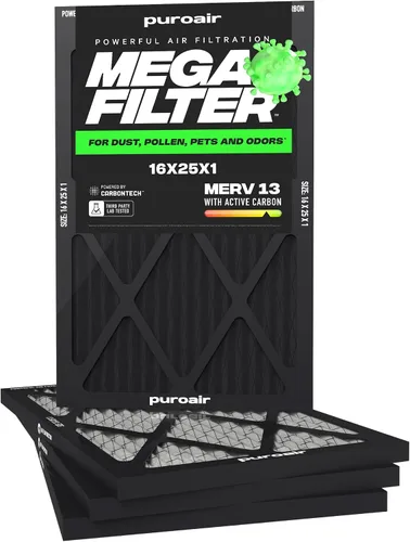 Vista 49 de PuroAir Filtro Mega - Filtro de aire de 12x12x1 MERV 13 para el hogar con carbón activado - Filtros alérgenos, caspa de mascotas, humo, polvo