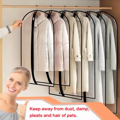 Vista 2 de Bolsas transparentes para colgar ropa de viaje (juego de 6) bolsas de traje para almacenamiento de ropa, bolsas de almacenamiento de ropa, funda