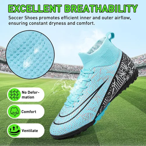Vista 5 de RDGO Tacos de fútbol para hombre y mujer, zapatos de fútbol para interiores y exteriores