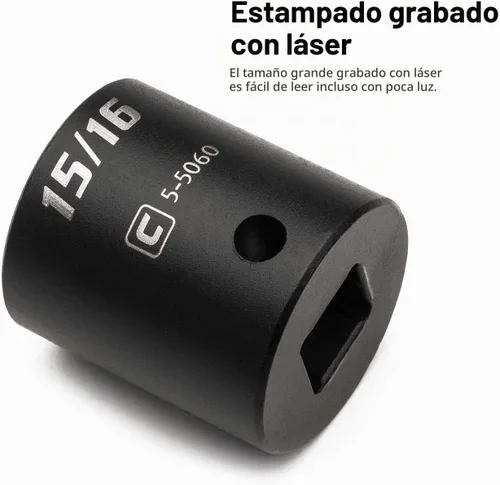 Vista 5 de Capri Tools Juego de llaves de vaso SAE de impacto superficial y profundo de 3/8 pulgadas (24 piezas)