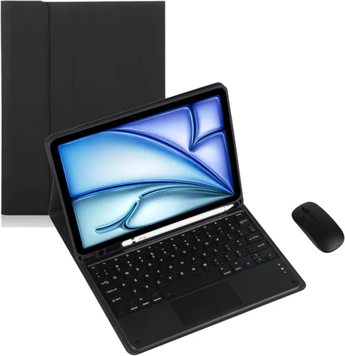 Vista 9 de Funda de teclado para tableta Android Samsung Galaxy Tab A9 de 8.7 pulgadas SM-X110/X115/X117 Cubierta trasera a prueba de golpes Funda de Negro