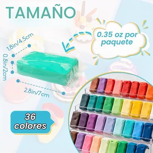 Vista 2 de Arcilla seca al aire 36 colores,Arcilla de modelado de arcilla mágica,Arcilla mágica de moldeo de bricolaje
