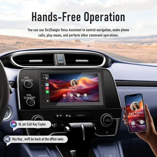Vista 6 de Haudio Estéreo de auto de doble DIN de 7 pulgadas con Apple CarPlay inalámbrico y Android Auto, pantalla táctil de radio para automóvil