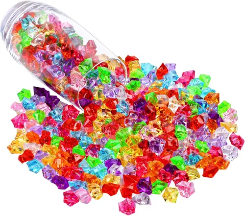 Vista 5 de 180-190 gemas falsas acrílicas multicolores, rocas de hielo trituradas, joyas de plástico para rellenos de jarrones, dispersión de mesa, relleno
