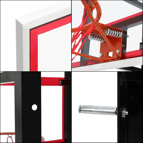 Vista 7 de PEXMOR Kit combinado de aro y portería de baloncesto para montaje en pared, tablero de policarbonato inastillable, marco de acero inoxidable