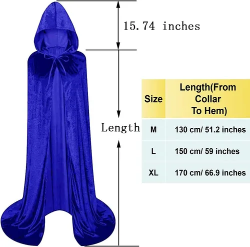 Vista 5 de Bata unisex con capucha de longitud completa, capa larga de terciopelo, disfraz de cosplay