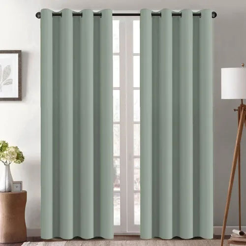 Vista 136 de Cortina opaca para puerta de armario, división de habitación, cortina de tratamiento de ventana para dormitorio, cortina de privacidad con Verde