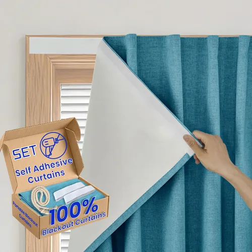 Vista 11 de Cortina opaca adhesiva, tratamiento completo de ventana de oscuridad para oficina en casa