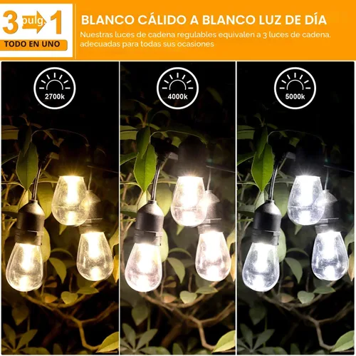 Vista 2 de Mlambert Tira de luces LED regulables para exteriores de 3 colores con Negro