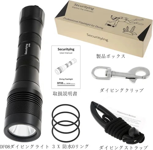 Vista 10 de linterna de buceo LED XM-L2 de 1000 lúmenes impermeable hasta 150 m, lámpara LED para bucear 150m(492Ft) Submersible Light with 9° Narrow Beam