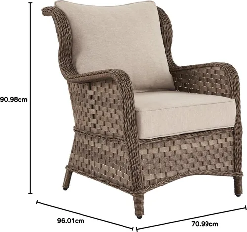 Vista 7 de Signature Design by Ashley Clear Ridge - Sillón acolchado de mimbre tejido a mano para exteriores, 2 unidades, marrón claro