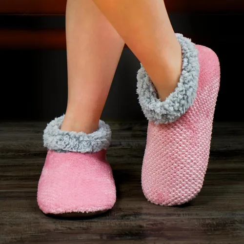 Vista 2 de Soft Fuzzy Slippers for Women Indoor, Warm Furry House Sock Shoes Fluffy Lined, Bedroom Booties Non-Slip Gripper Soles, Winter Cozy Christmas Gifts
