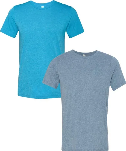 Vista 284 de Bella Canvas 3413c para hombre (1) Triblend verde + (1) Triblend rojo