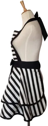 Vista 4 de Hyzrz Delantales retro de algodón hechos a mano para mujeres y niñas, delantal de cocina para tartas, cocina, regalo de madre (negro)