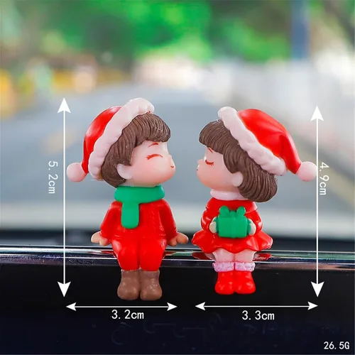 Vista 3 de Lindos adornos para parejas, bonita decoración de automóvil, bonita decoración de automóvil para pareja, figura de acción, adorno navideño para 1