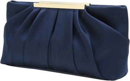 Vista 12 de Bolso de mano elegante de noche CHARMING TAILOR con plisados de satén, bolso formal sencillo y elegante para mujer Negro