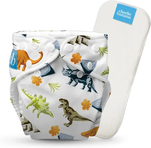Vista 17 de Charlie Banana Pañales de tela, reutilizables, lavables, ajustables, talla única, para bebés y niños pequeños, con inserto absorbente, aviador