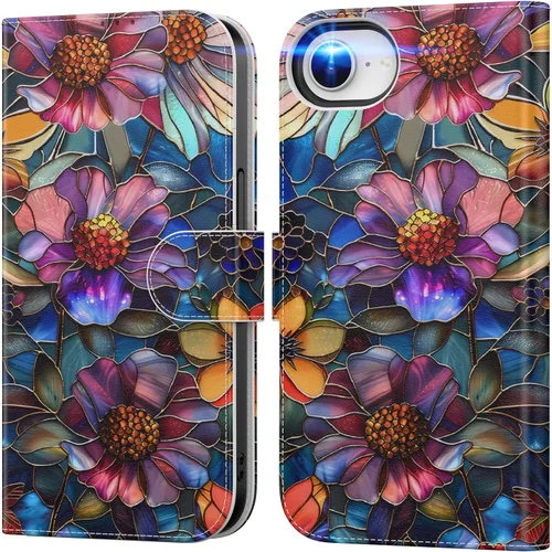 Vista 114 de DEENAKIN Funda tipo cartera para iPhone 15 con tarjetero + clip para efectivo, bloqueo RFID, protección contra caídas de grado militar y obras