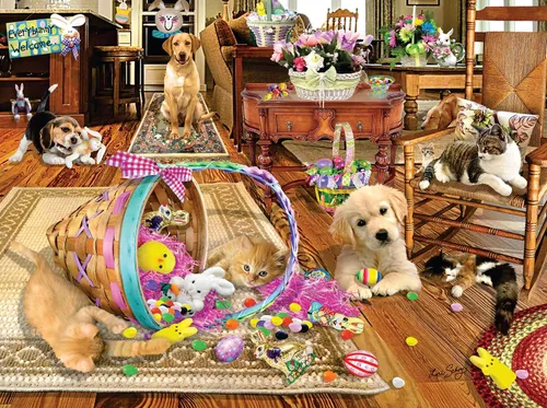 Vista 3 de SUNSOUT INC - Easter Mayhem - Rompecabezas de 1000 piezas por artista: Lori Schory - MPN # 35196