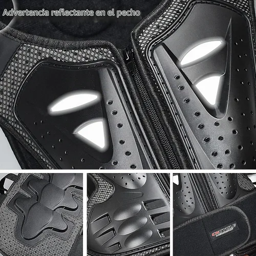 Vista 3 de Traje de armadura de moto para niños, equipo de protección para moto cross, chaleco protector para niños con almohadillas protectoras para codos