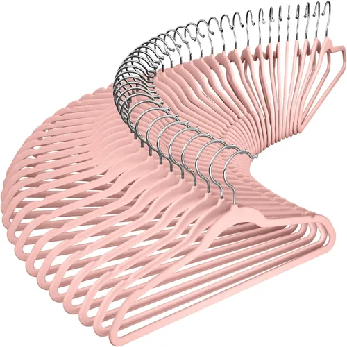 Vista 7 de [Usado] Perchas de Terciopelo para Ropa (Paquete de 50) Perchas para Trajes Resistentes y Duraderas Perchas de Colores Vibrantes Ligeras que Ahorran
