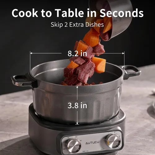 Vista 5 de N74SNA - Juego de vaporizador de parrilla eléctrica multicocción de 2.5 cuartos de galón, antiadherente, sin PFOA, para carne, sopa, arroz frito