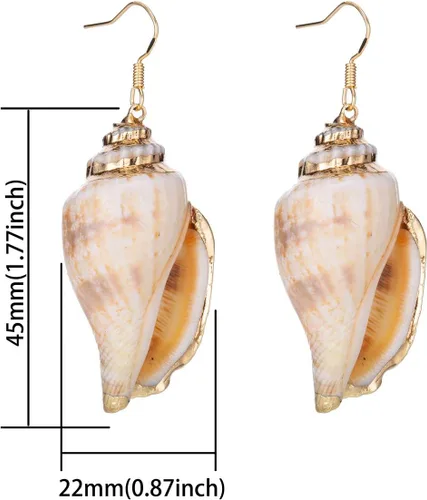 Vista 5 de lureme Joyería de playa Casual Seashell Conch Drop Cuelga Pendientes para Mujeres y Niñas (er006199)