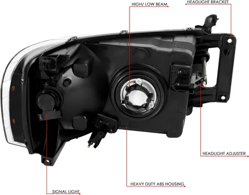 Vista 6 de DNA MOTORING Par de faros delanteros compatibles con Dodge Ram 1500 2500 3500 02-05, izquierda y derecha, carcasa negra, esquina ámbar