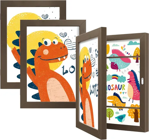 Vista 11 de BAIJIALI Marcos de arte negros para obras de arte infantiles, apertura frontal con capacidad para 150 dibujos, manualidades 3D, 2 paquetes de 8.5 x