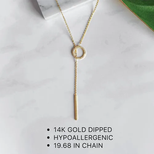 Vista 3 de Benevolence LA Lariat Necklace for Women, Gold Bar Necklace, Candace Cameron Designed Y Necklace for Women, Gold Necklace for Women, 14k Gold