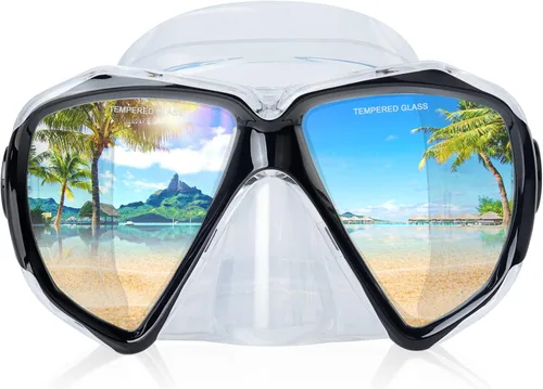 Vista 17 de Máscara de buceo panorámica HD para natación, gafas de buceo antivaho, máscara de buceo de vidrio templado, gafas de natación para adultos y jóvenes