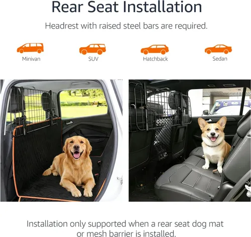 Vista 9 de Amazon Basics Barrera ajustable para perros para vehículos, 59.72 x 5.20 x 16.46 pulgadas, color negro