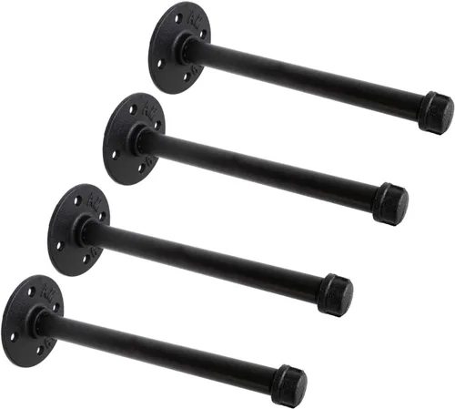 Vista 8 de Soportes industriales de tubo de hierro negro de 1/2 pulgada, soporte rústico para colgar en la pared, soportes de tubo personalizados para estantes
