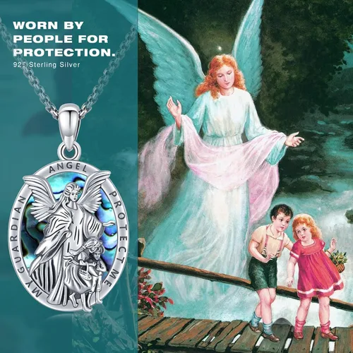 Vista 2 de Collar con colgante de San MiguelSan CristóperSan SebastiánGuadalupeÁngel de la GuardaSanta MuerteJudeJoseph para hombres y mujeres, plata de ley