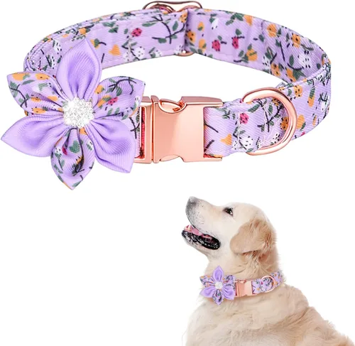 Vista 8 de TDTOK Collar de perro femenino para perros pequeños, medianos y grandes, lindo collar de perro con hebilla de seguridad metálica desmontable