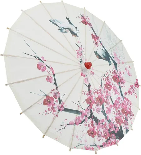 Vista 3 de Tyenaza Sombrilla de papel, sombrilla china japonesa con ciruela, paraguas de papel de aceite para boda, decoración de fiesta, decoración de fiesta