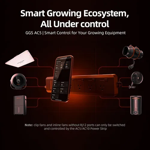 Vista 4 de Spider Farmer GGS AC5 Power Strip Kits, 5 tomas de control basadas en aplicaciones de CA, sensor de suelo 3 en 1, sensor de luz húmeda