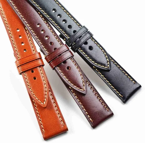 Vista 7 de WOCCI Correas de reloj de lujo, cuero de grano completo, correas de repuesto para hombres y mujeres, ancho de la correa 0.709 in, 0.787 in, 0.866