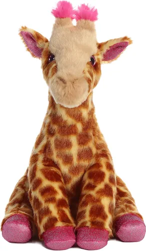 Vista 7 de Aurora® Huggable Destination Nation™ - Animal de peluche de jirafa - Exploración global - Diversión de aprendizaje - rosa de 12 pulgadas